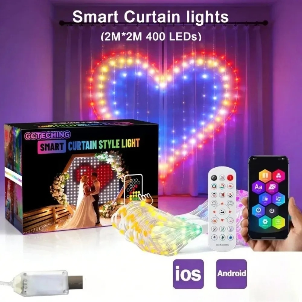 Smart Garden Light - Outdoor LED Pixel Curtain Lights Bluetooth